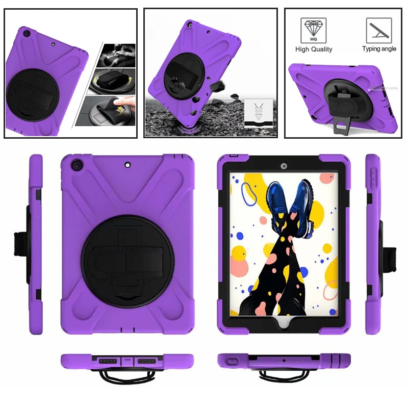 

Вращающийся на 360 градусов ударопрочный чехол для Apple iPad 10,2 2019 7 7-го поколения A2200 A2198 A2232 A2197, чехол с ремешком на руку