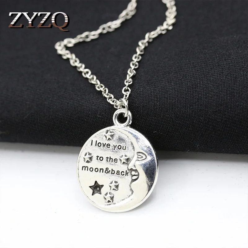 ZYZQ ожерелье с выгравированной надписью на английском языке дизайн Луны Love You To The