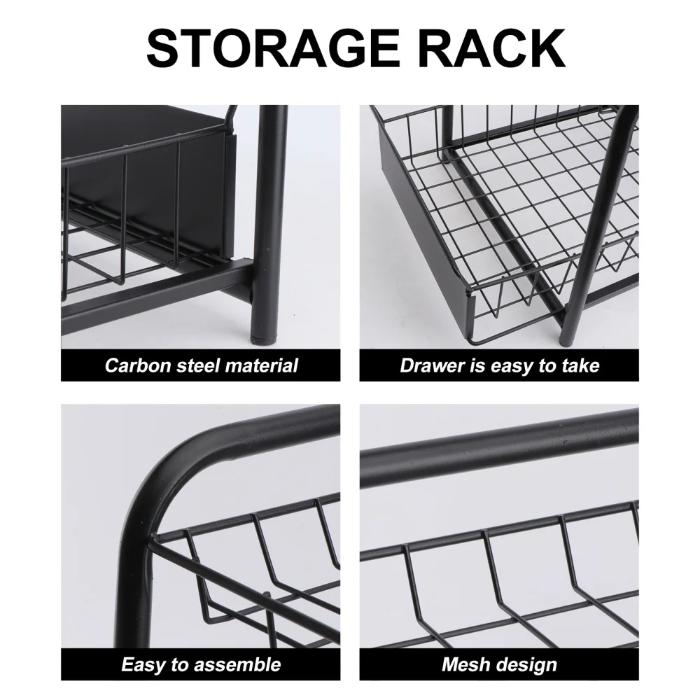 

Kitchen Under Sink Organizer and Storage Under Sink Cabinet Storage Rack (Black)