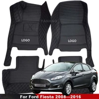 car floor mat for ford fiesta 2008 2009 2010 2011 2012 2013 2014 2015 2016 3d rugs interior leather mat pad car accessories