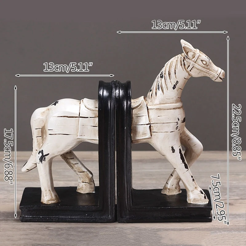 Ретро книжные полки украшения для офиса полимерная Конская скульптура