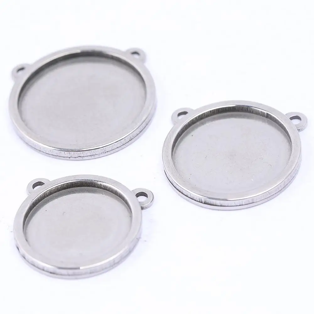 

5pcs Stainless Steel Fit 14mm 16mm 18mm 20mm Round Cabochon Necklace Bezel Blanks Diy Pendant Base Trays For Jewelry Making