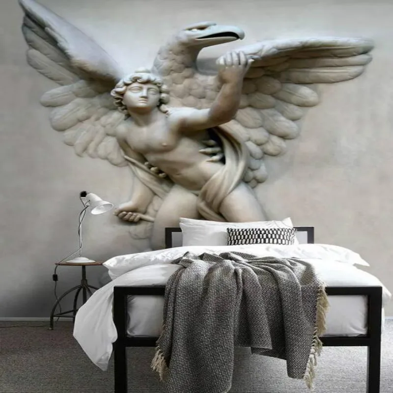 Photo Wallpapers for Home Improvement Living Room Background 3D Three-dimensional Embossed Sexy Flying Angel Mural Wall Paper |