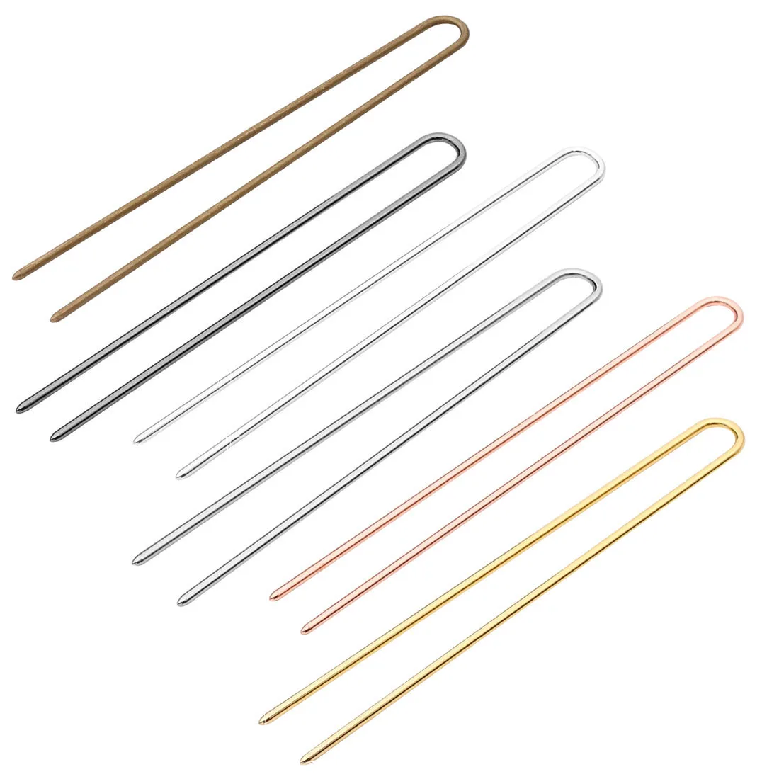 Rhodium/bronze/black Copper U Shape Hairpins Hair Fork Clips Diy Jewelry Accessories