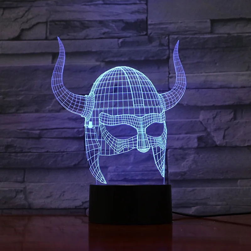 Художественное украшение 3D лампа викингов шлемы визуальный световой эффект изменение цвета с дистанционным лучшим украшением Led ночник лампа