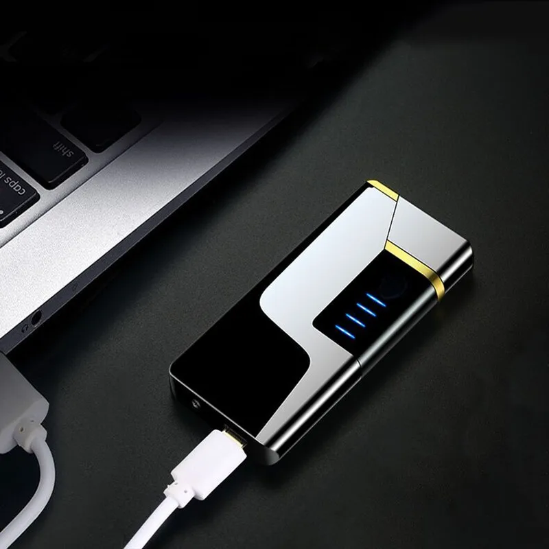 Металл отпечатков пальцев сенсорная сигарета перезаряжаемая дуговая импульсная