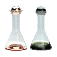 home decoration gradient copper 2 pcs red wine glass whisky cup and decanter wine glass with metal ball