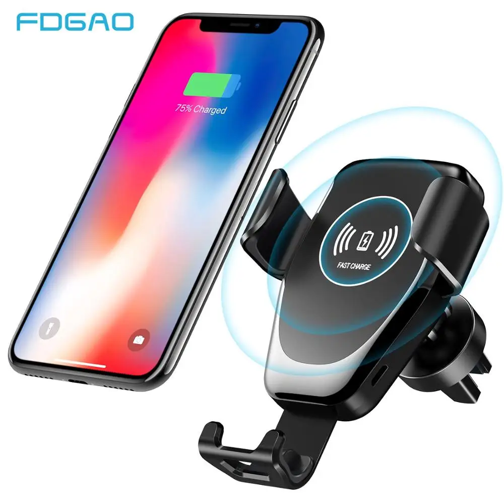 Автомобильное беспроводное зарядное устройство Fdgao Qi для iPhone 11 Pro XS Max X XR 8 10 Вт
