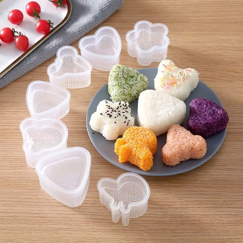 

Onigiri Mold Japanese Style Rice Ball Sushi Mold Set Tool Feeding Artifact Bento Seaweed Triangle Rice Ball Mold Sushi Boat