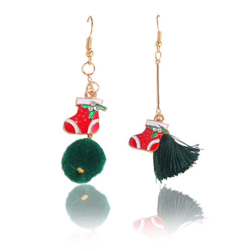 

2020 New Christmas Gift Ornament Earrings Female Earrings Korean Style Tassel Long Hair Ball Earrings