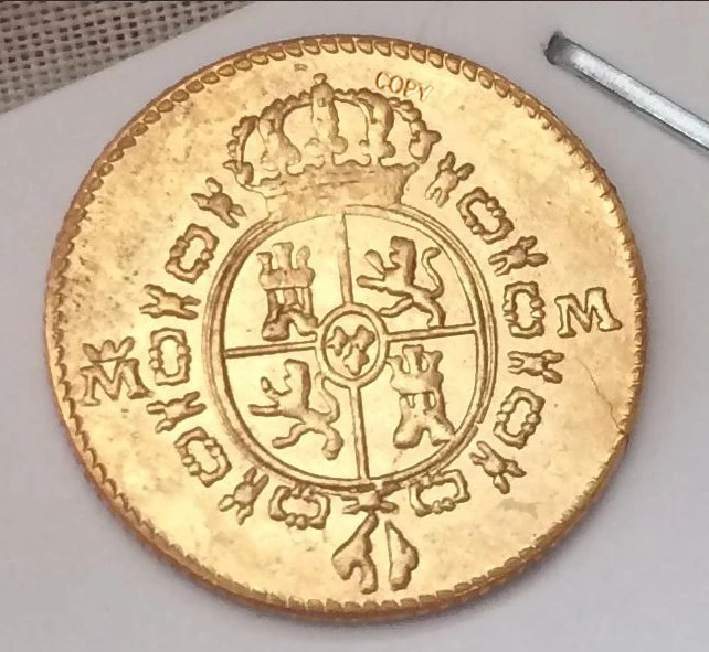 24K-Gold покрытием! $1 Золотая монета! 1788 испанского золота 1/2 эскудо дублон! | Дом и сад