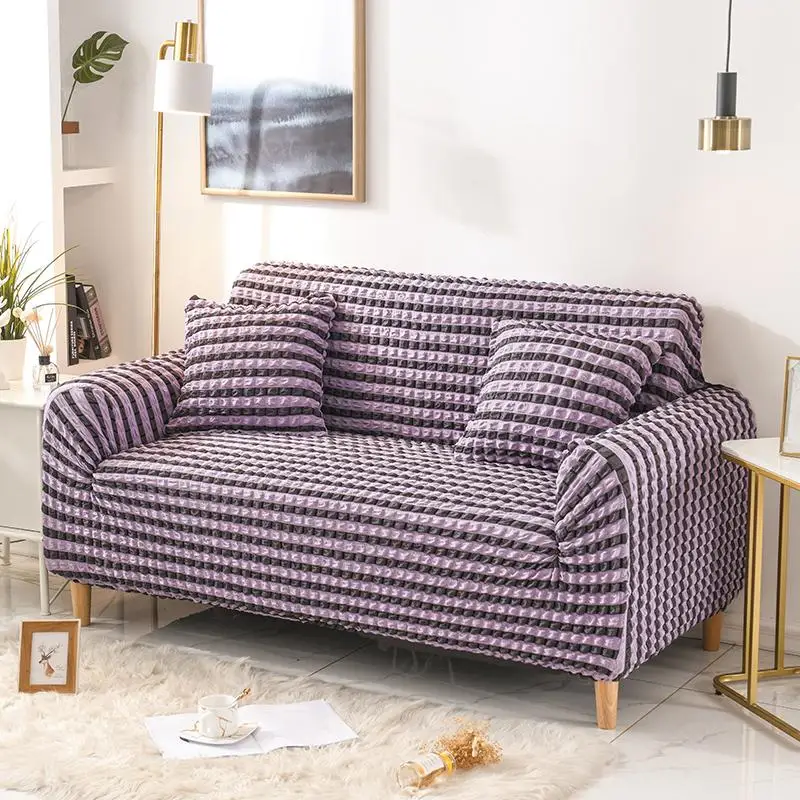 

49 Solid color Sofa Cover Simple stripe sofa cover for Living Room Elastic Couch Slipcover 1/2/3/4 seater