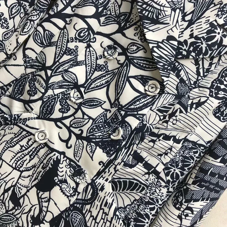 Женский двубортный Блейзер роскошный брендовый пиджак с цветочным принтом и