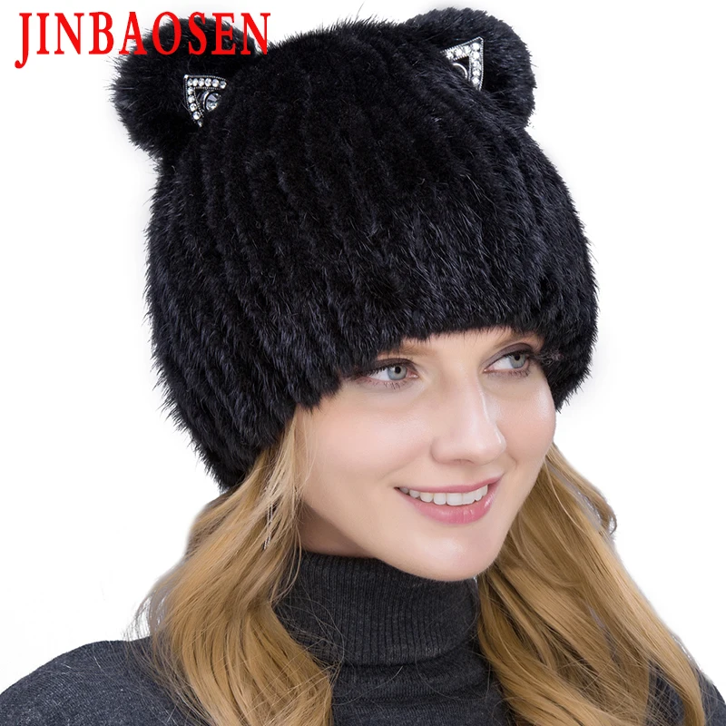 JINBAOSEN русская модная меховая шапка норковая меховая шапка с лисьим мехом кошачьи уши Стиль Шоппинг Туризм зимняя Лыжная шапка меховая шапка
