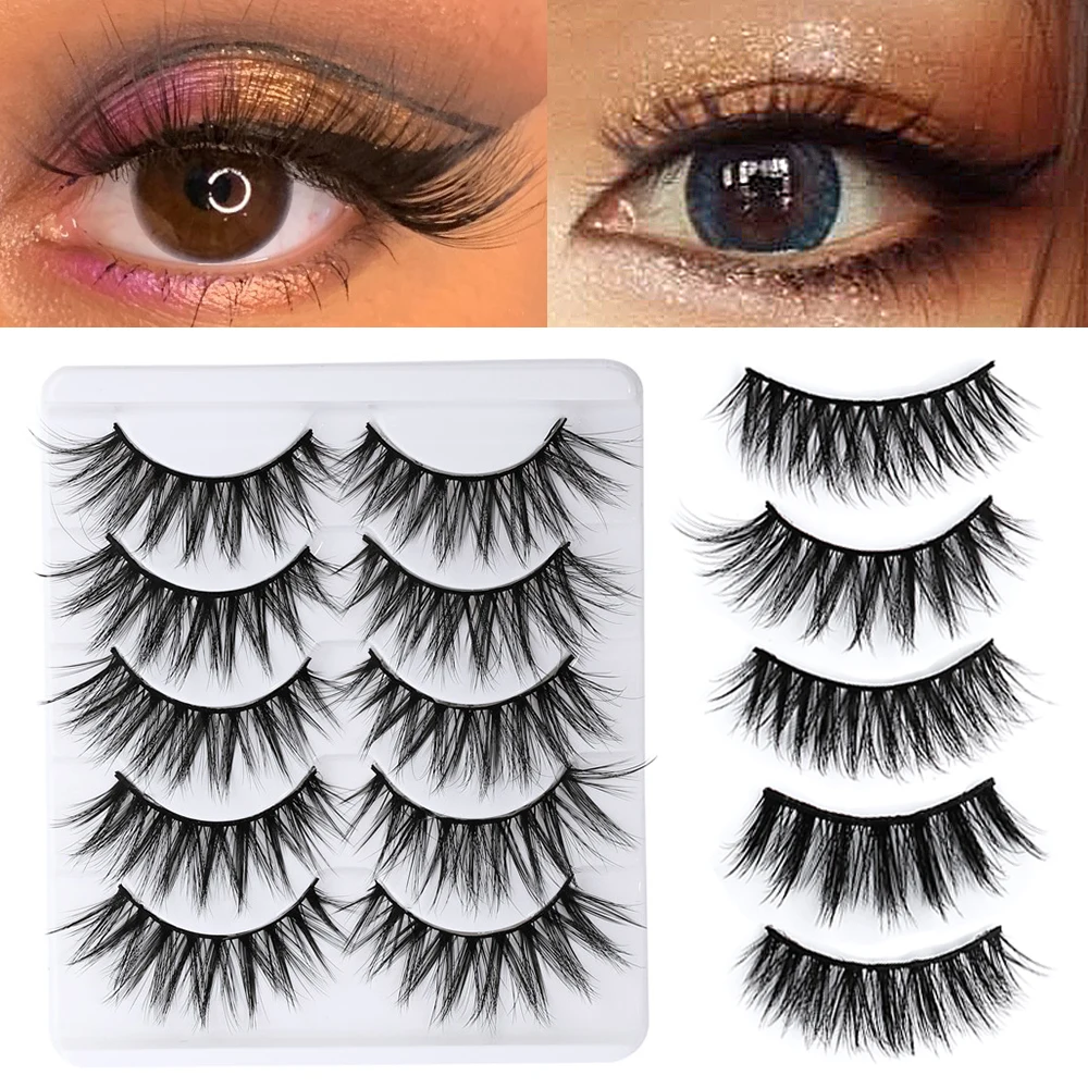 

5 Pairs Natural False Eyelashes 3D Mink Eyelashes Mixed Style Lashes Soft Fake Eyelashes Extension Makeup Kit Cilios Wholesale