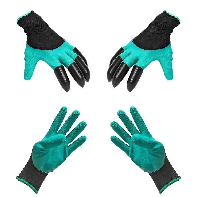 Garden Gloves 4 Hand Claw ABS Plastic Rubber Gloves Quick Excavation Plant Waterproof Insulation Home garden supplies