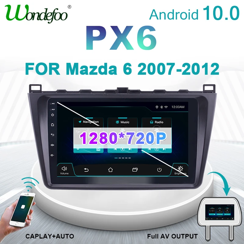 PX6 автомобильное радио магнитола 2 din андроид Android 10 для Mazda 6 2008 14 Mazda6 GPS Навигация