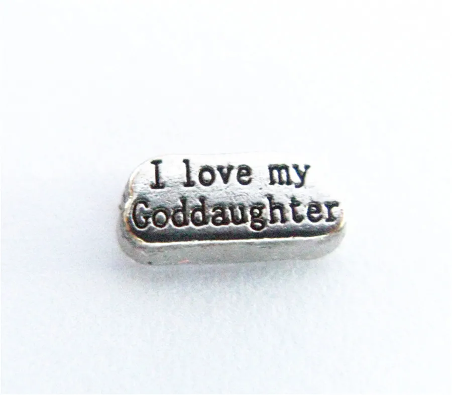 FC1529 goddaughter 10 шт./лот несколько вариантов Dream Love Mom hearts плавающий медальон шармы на память для жизни медальон памяти как подарок - Цвет: FC1529 goddaughter