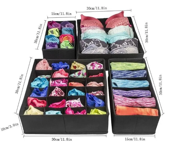

Non Woven Covered Underwear Storage Four Piece Bra Socks Finishing Storage Box Plastic Storage Box Office Organizer Container