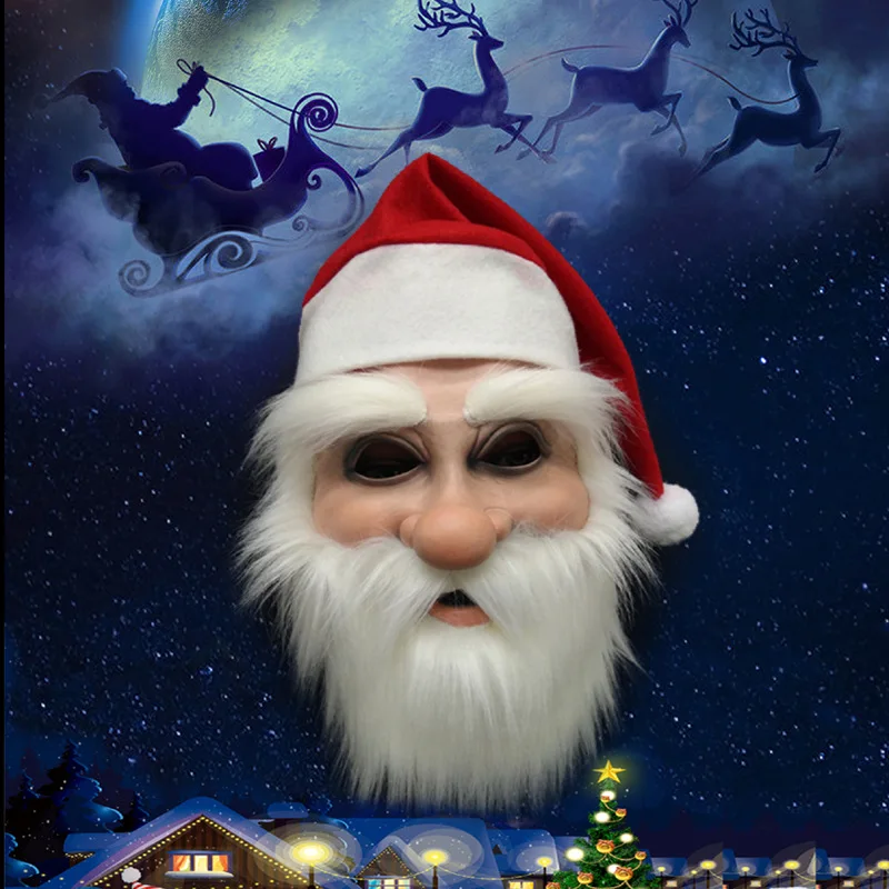 

Waylike Christmas Masquerade Show Supplies Latex Santa Claus Mask Dress Up Santa Claus Mask