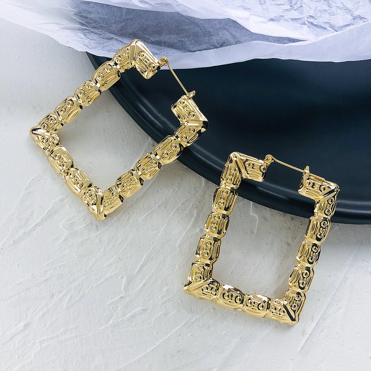 Женские Геометрические висячие серьги AMORCOME большие квадратные кольца в стиле