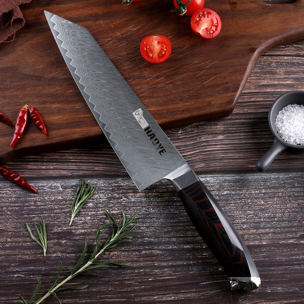 Поварской нож из дамасской стали японские кухонные ножи vg10 master рукоятка kiritsuke G10