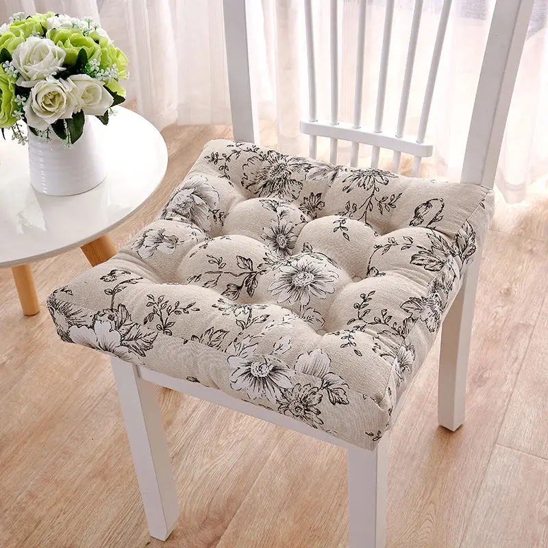 Beige flower Домашняя офисная подушка для сиденья, зимние теплые подушки для сидения, диванная подушка, квадратная подушка для спинки стула, подушка для ягодиц, сидячая подушка, 4 размера - Color: Beige flower