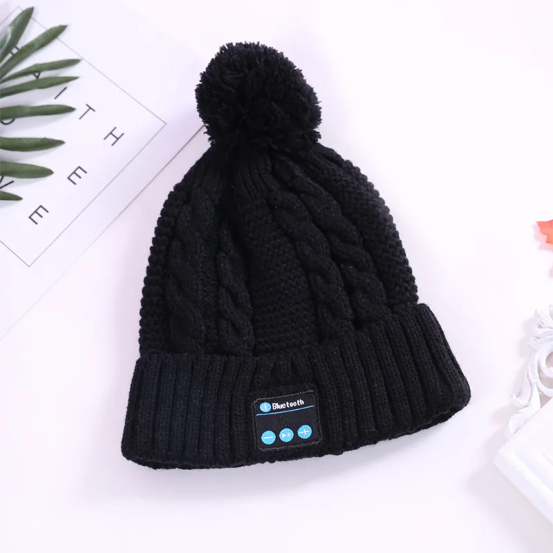 

Wireless Bluetooth V5.0 Headset Winter Knit Keep Warm Music Hat Comfortable Acrylic Fibers Washable Cap For Christmas Gift Kids