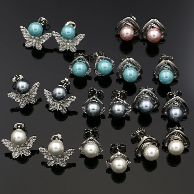 

Богемные жемчужные серьги для женщин, серьги с CZ камнем, Женская Сережка-гвоздик, модные геометрические ювелирные изделия с бабочкой