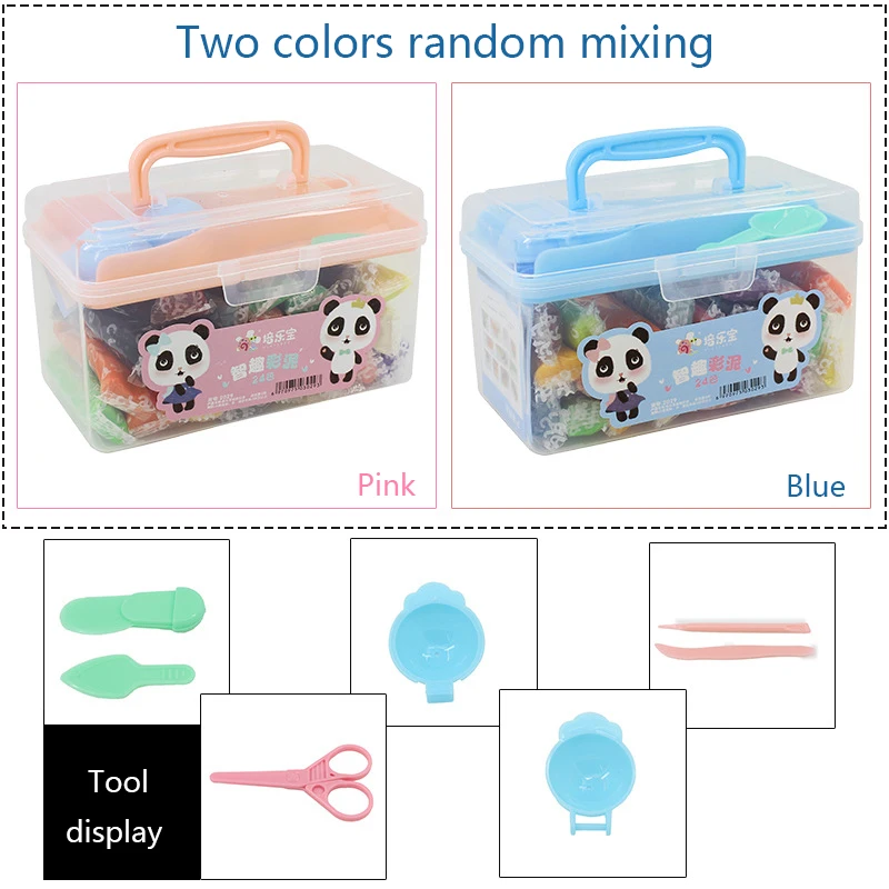 

24 Color Light Soft Clay Storage Box With 5 Tools DIY Toys Children Educational Safe Colorful Light Clay Toy Gift Modeling Clay