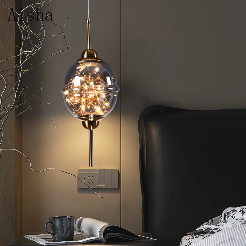 Современная Подвесная лампа из серого/янтарного стекла красная звезда люстра