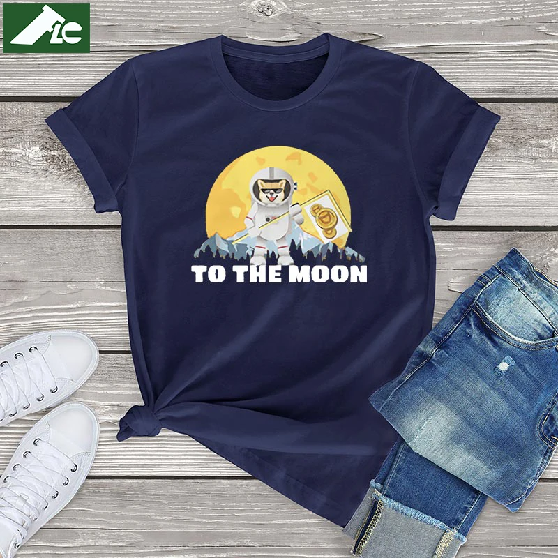 

Kawaii Doge t shirt To The Moon women men clothing 100 cotton funny Bitcoin Doge womens Shirt mens tops unisex clothes loose tee