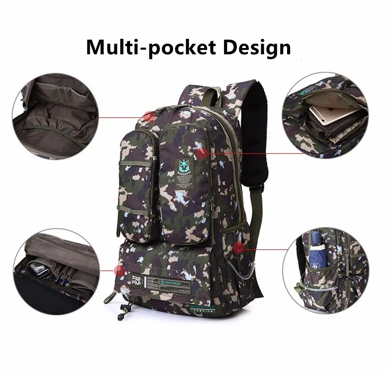 

50L Camouflage Tactical Military Backpack Men Army Bags Assault Molle Daypack Hunting Trekking Rucksack Waterproof Bug Out Bag