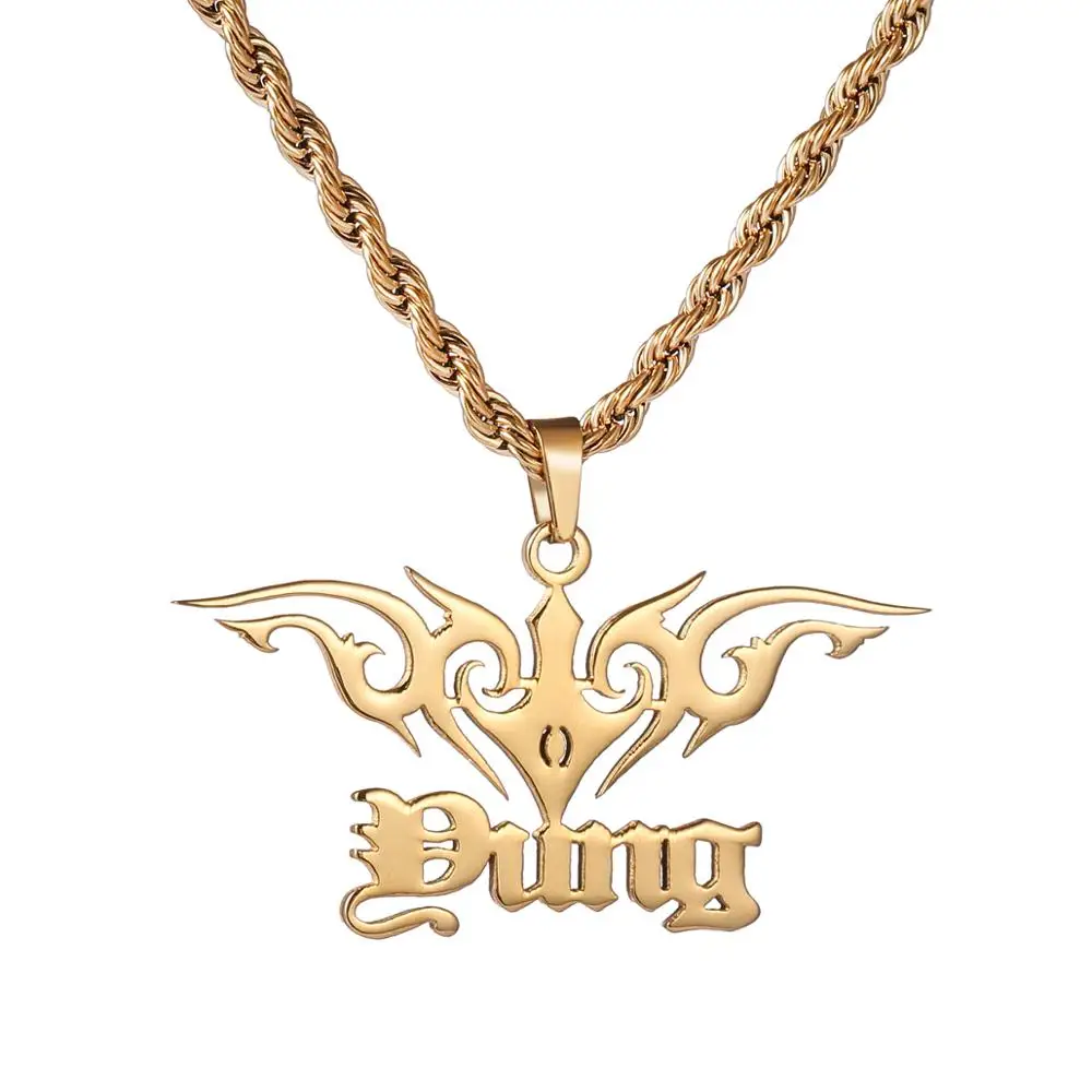 Custom Name Necklace for Men Personalized Stainless Steel Gold Hip Hop Old English Design Statement  Jewelry