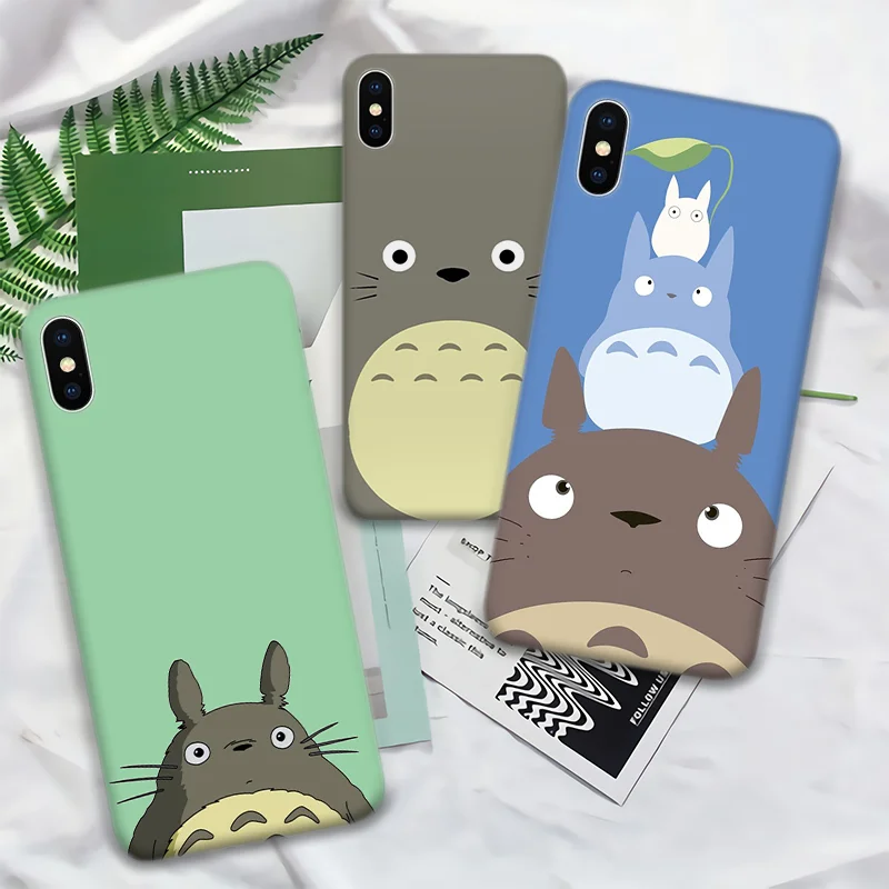 cute cartoon happy totoro silicon phone case for iphone 11 12 pro max xr x xs max 5 5s se 2020 7 8 6 6s plus cover free global shipping