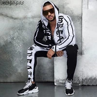 2019 new fashion mens fitness suit cotton mens hoodies and mens trousers streetwear casual wear jogger sportswear