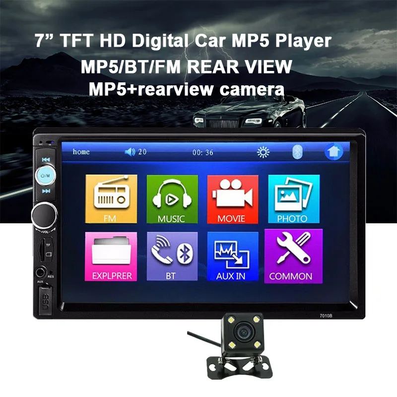 Автомагнитола 2 Din 7 дюймов MP5 Mirror Link 4 языка сенсорный экран Bluetooth камера заднего