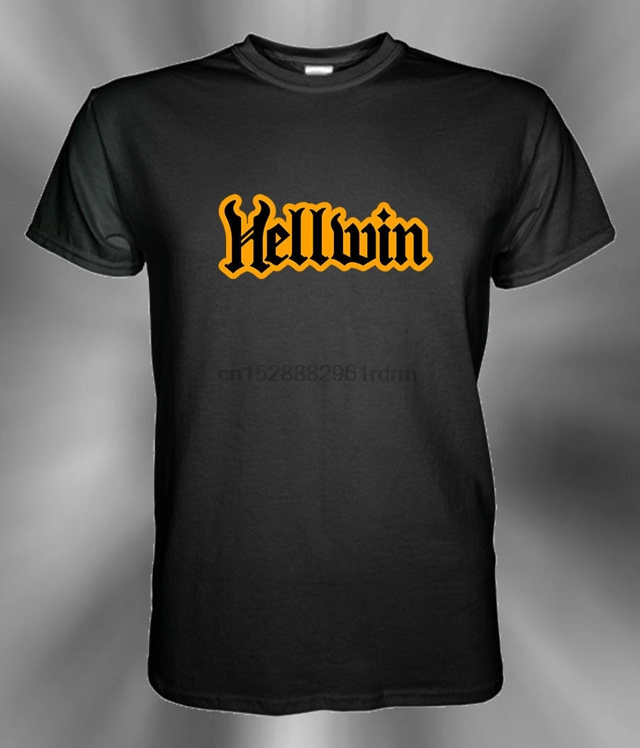 Черная футболка Hellwin Amps размер S M L XL 2XL 3XL топы оптовая продажа на заказ с