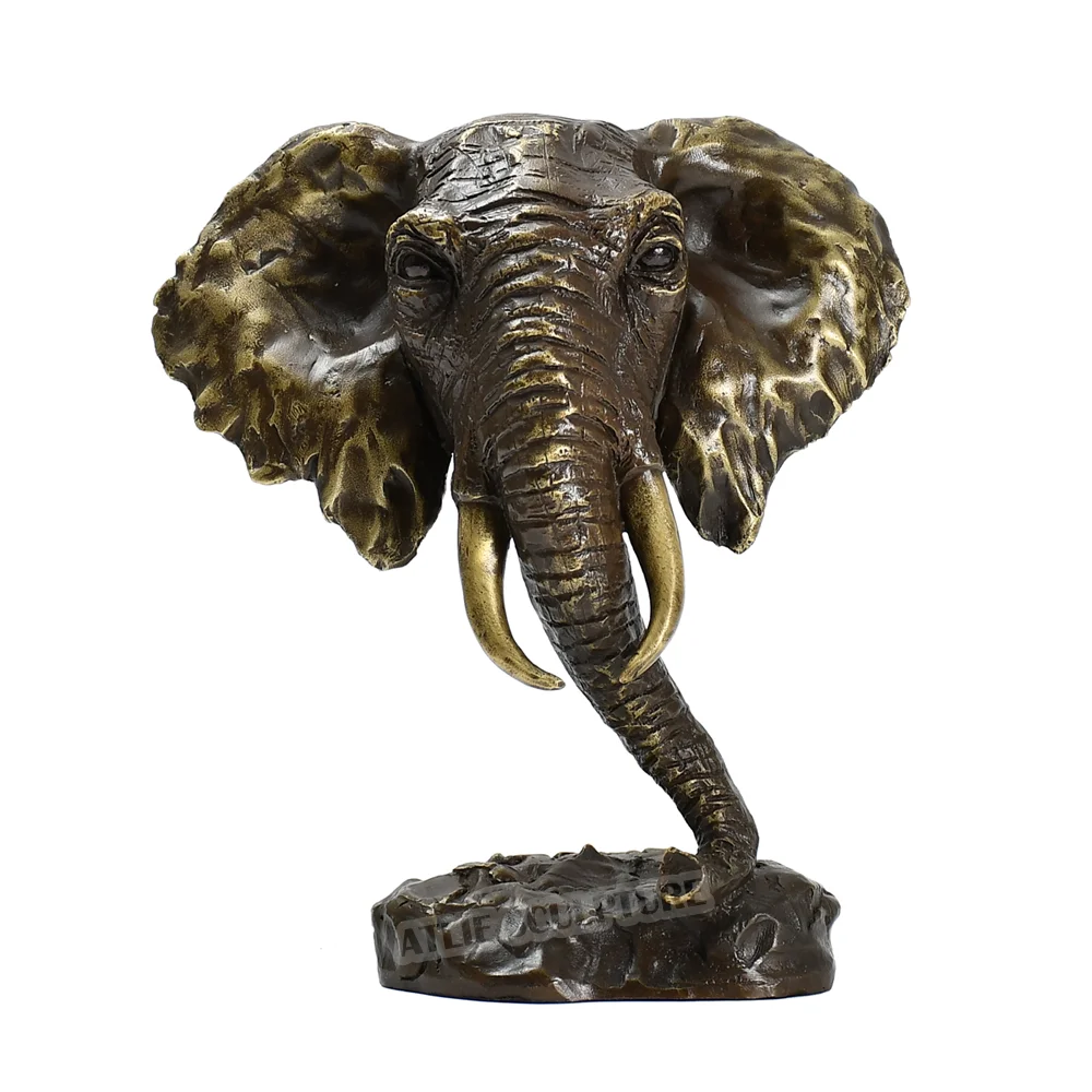 Бронзовая тайская статуя слона с головой животного бюст скульптура Современная
