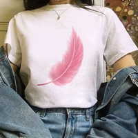 graphic tees tops beautiful feathers tshirts women funny t shirt vintage ullzang tshirt harajuku tops girl t shirt