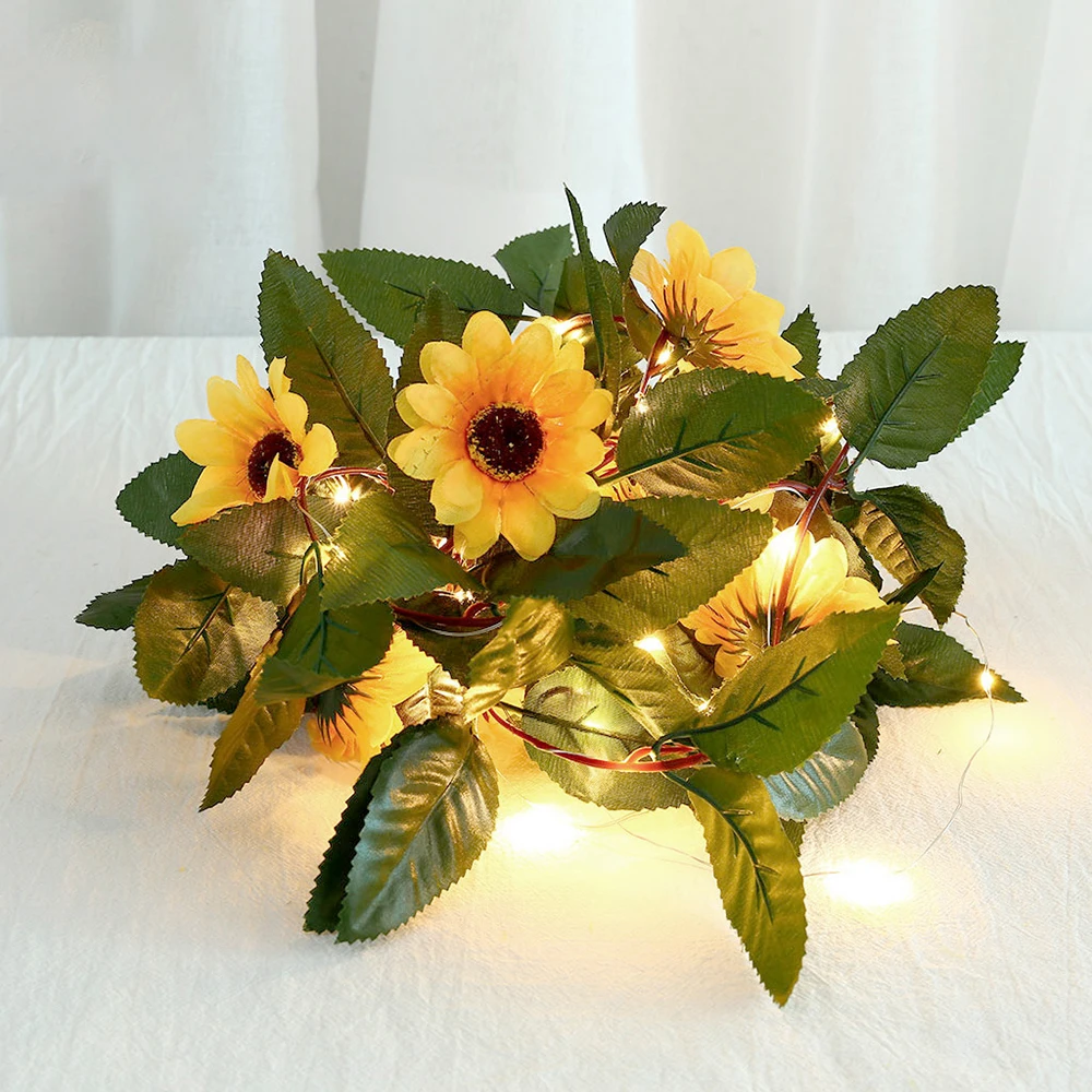 

Рождественская вечеринка Декор 7,2 фута 30 светодиодный светильник подсолнухи гирлянда медная проволока гирлянда искусственная лоза ротанг...