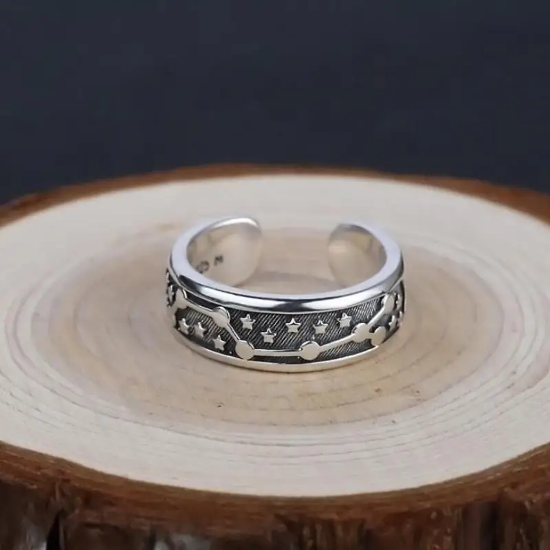 

Retro Mysterious Stars Big Dipper Metal Punk Rings for Men Women Cool Personality Rock Party Prom Jewelry