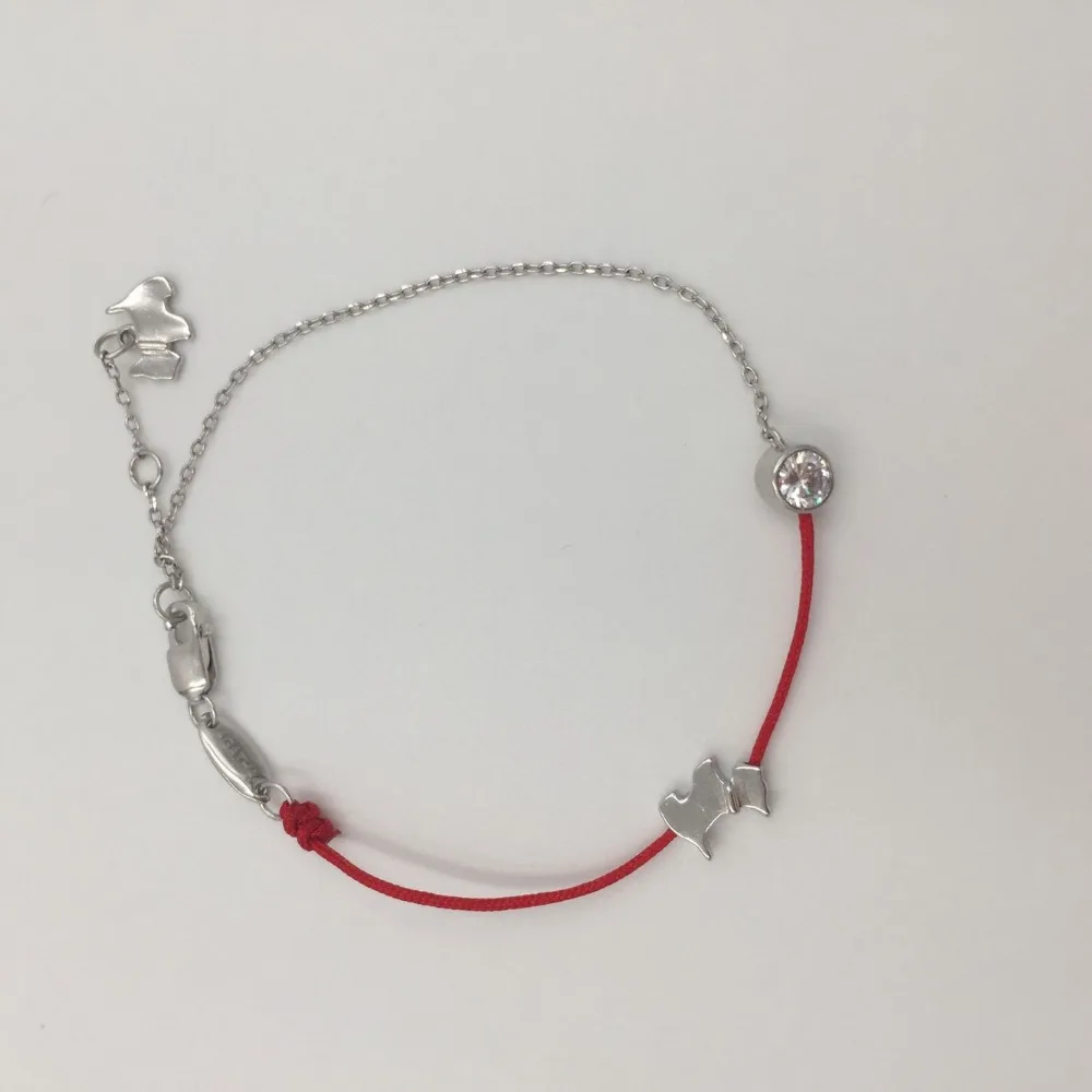 925 пробы серебряные женские браслеты красная веревочная нить шнурок милая