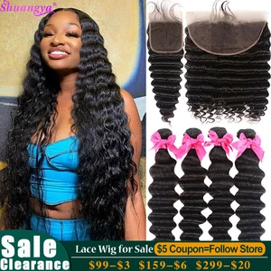 Свободная глубокая волнистая пряди с фронтальной бразильской пряди волос с кружевной застежкой Virgin Hair 4X4 5X5 HD кружевное закрытие с пряди