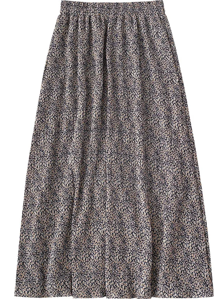 

Yeeloca Vintage Floral Skirt Female Spring 2021 New High Waist Mid-calf A-line Saias Korean Style All-match Skirt