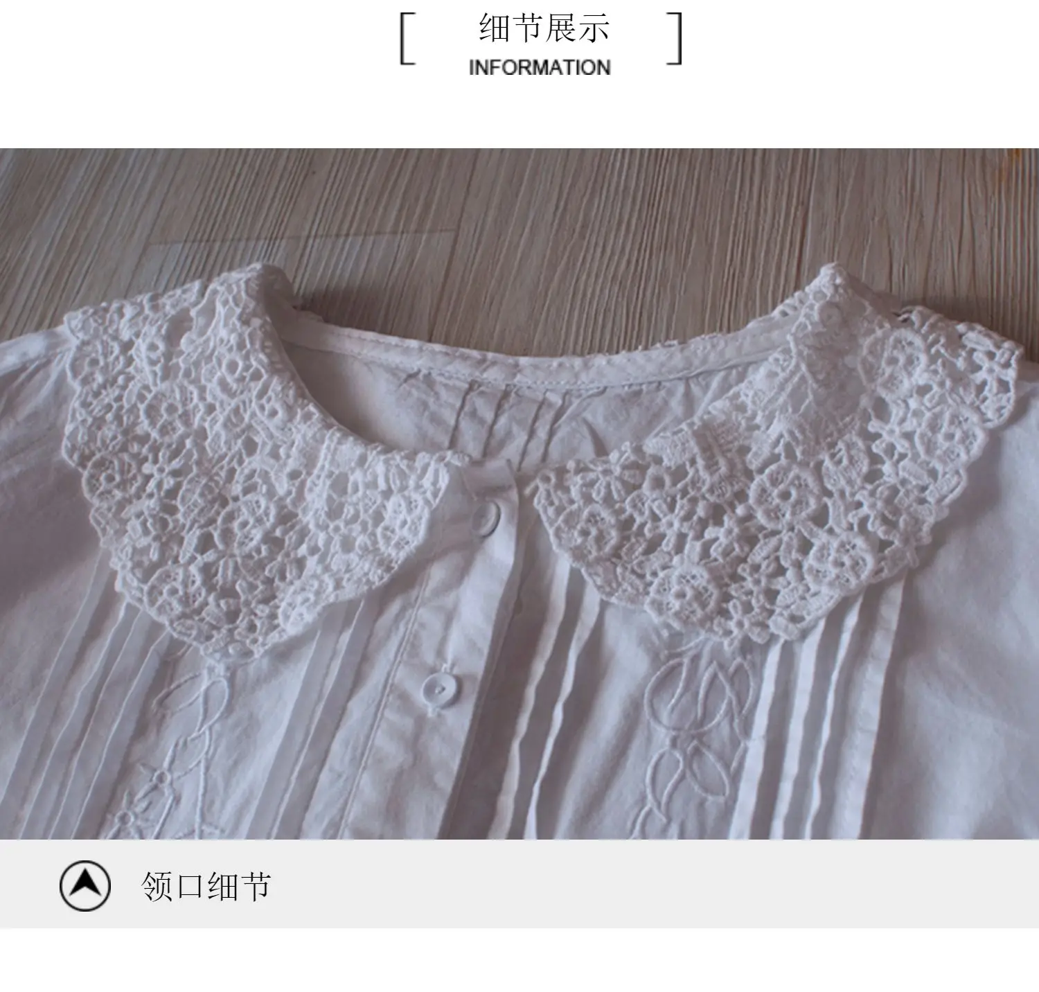 

Korea Style Mori Girl Women Blouse Lace Peter Pan Collar Embroidery Long Sleeve White vintage Women Shirt