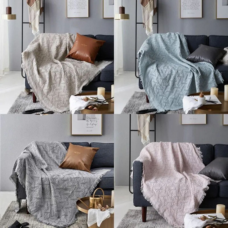 

Modern Solid Color Throw Blanket Sofa Decorative Slipcover Cobertor On Sofa/Beds/Plane Travel Plaid Non-Slip Stitching Blankets