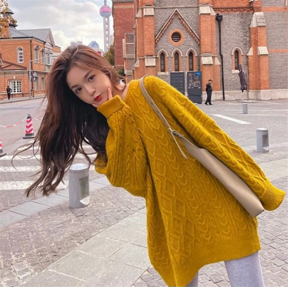 Женский свитер простой Повседневный сезон весна-осень-зима вязаный свободный с