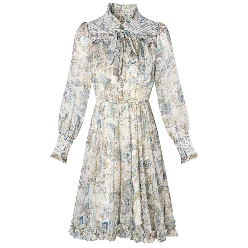 

D211289 French floral print dress in spring