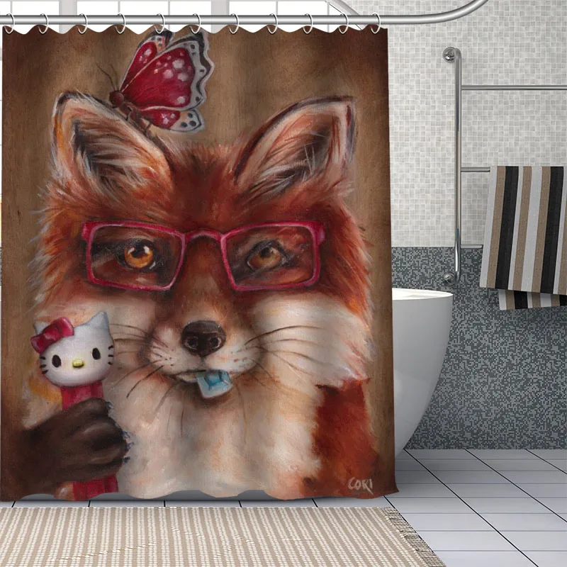 

Custom Fox Shower Curtains Waterproof Fabric Cloth Bathroom Decoration Supply Washable Bath Room Curtain
